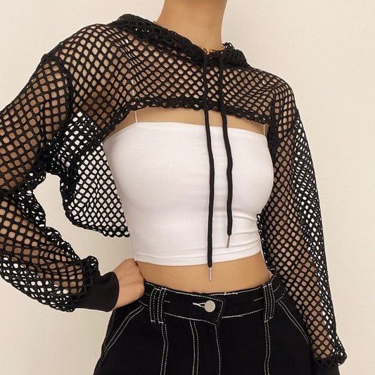 Mesh Cropped Hoodie
