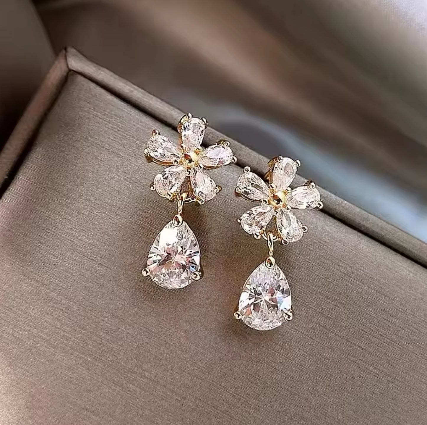 Floral Rhinestone Drop Earrings