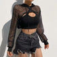 Mesh Cropped Hoodie