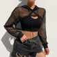 Mesh Cropped Hoodie