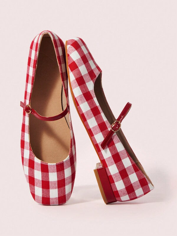Chequered Mary Janes