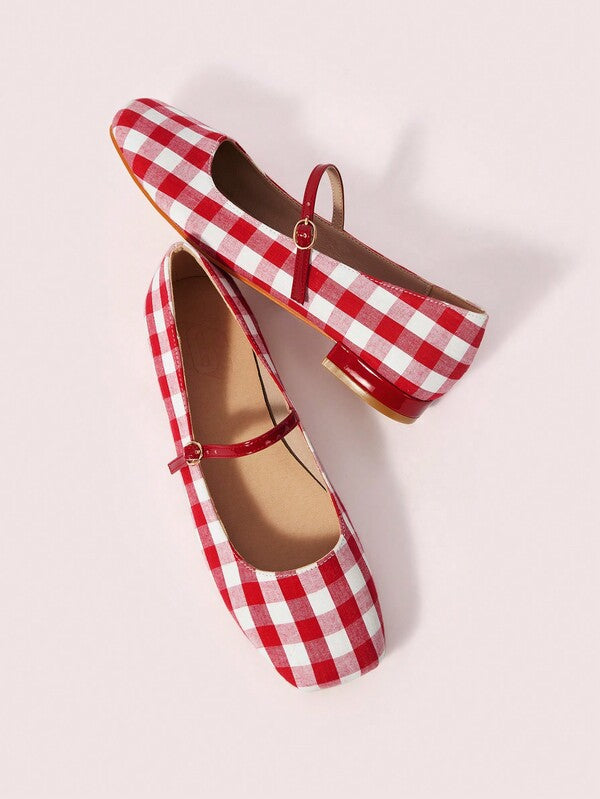 Chequered Mary Janes
