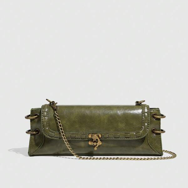 Olive Patent Bag