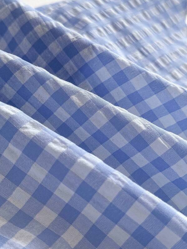 Blue Chequered Cami Top