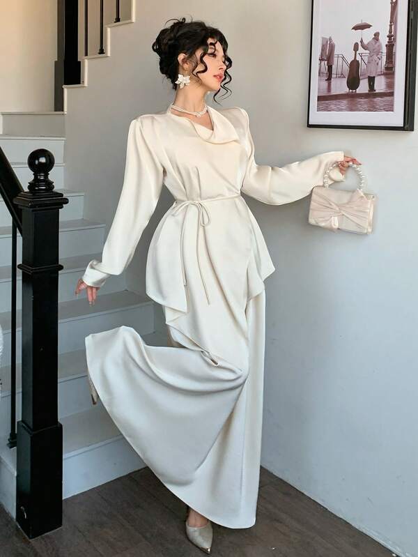 Satin Dress and Wrap Set