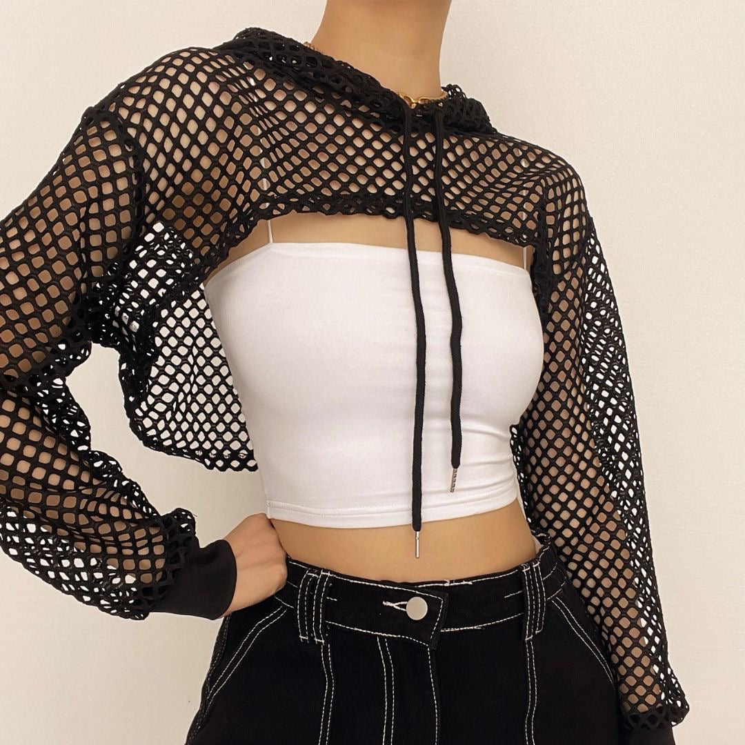 Mesh Cropped Hoodie