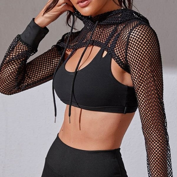 Mesh Cropped Hoodie