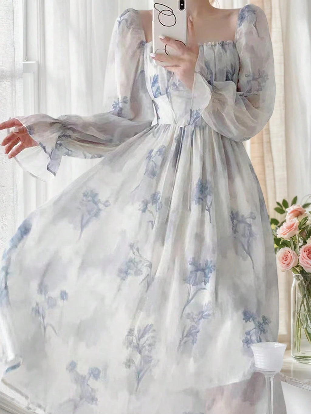 Blue Lagoon Chiffon Dress